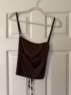 Edikted Chocolate Brown Satin Cami Top and Long Skirt Set